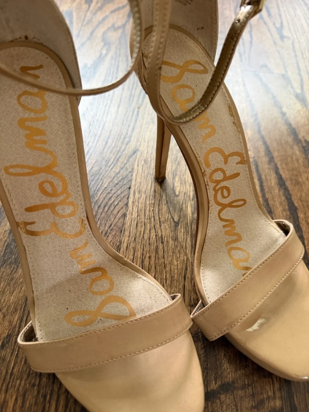 Sam Edelman Nude Patent Ankle-Strap Stiletto Heels 7.5 - Picture 2 of 4